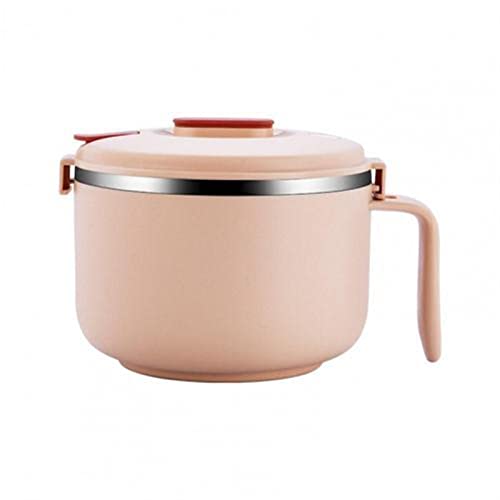 JINGYAN Caja Bento Fiambrera sellada para el hogar, tazón de fideos instantáneos acero inoxidable 304 con tapa, taza comida rápida aislada para estudiantes(Pink)