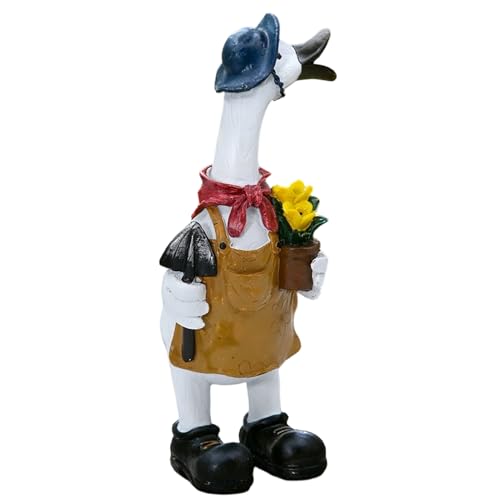 Statue de canard pour jardin résistant aux intempéries en résine durable pour extérieur