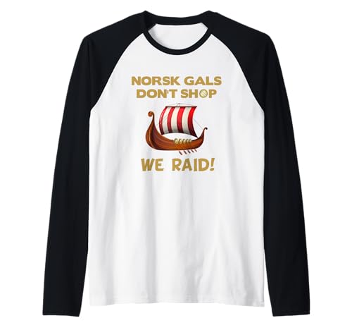 Funny Norwegian Viking Ship Tshirt Raglan Baseball Tee