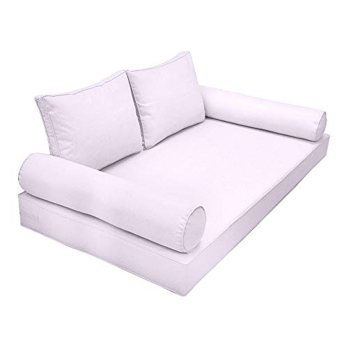 Prolinemax |SLIPCOVER ONLY|S1 Outdoor Daybed Mattress Bolster Backrest Cushion Covers Piped Trim Twin AD107