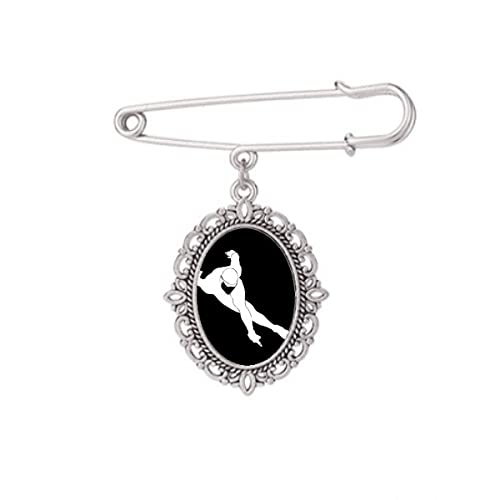 Broche noire patinage artistique de haute finition pour robe et châle