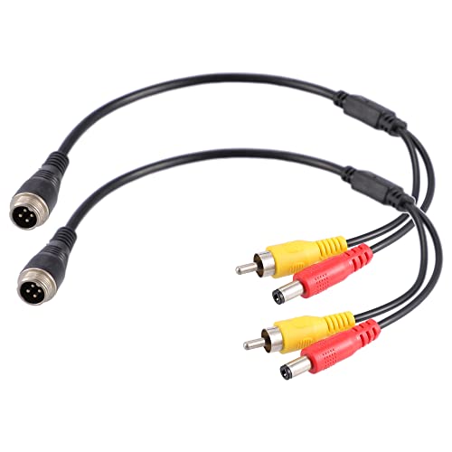 X AUTOHAUX 2pcs Car Camera Adapter M12 4-Pin Male to RCA AV DC Male, Black, Red, Yellow, 11.81"-15.75"