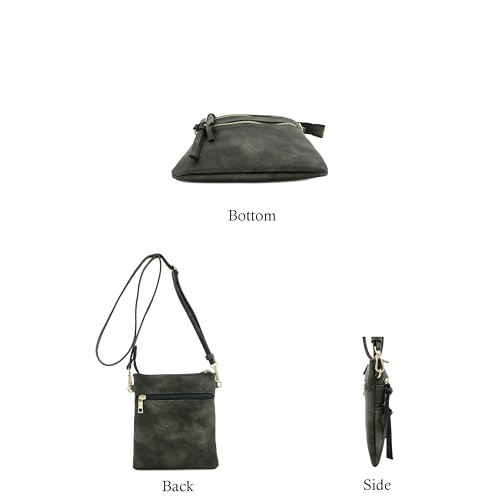 Image of Isabelle Small Lightweight Shoulder Bag for Women, Mini Multi Zipper Pocket Crossbody Handbag with Adjustable strap