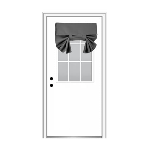 YSYY 100% Blackout French Door Curtains, Wrinkle Free, Room Darkening, Blocks Light and Heat Through Glass. Drill-Free， Easy Installed Door Window Curtains. (Dark Grey,1 Panel, 30"x 40")