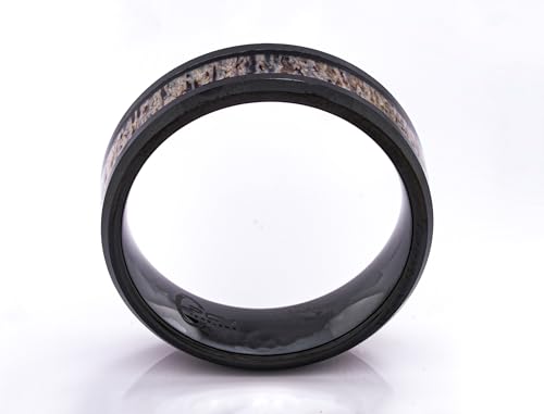Deer Antler Ring Black Ceramic 8mm Gift or Wedding Band2