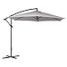 Baroni Home Ombrellone Decentrato da Giardino, Ombrellone Parasole per Terrazzo e Balcone con Chiusura a Manovella, Parasole Regolabile per Giardino, Grigio, Ø 3 m x 2,47 m