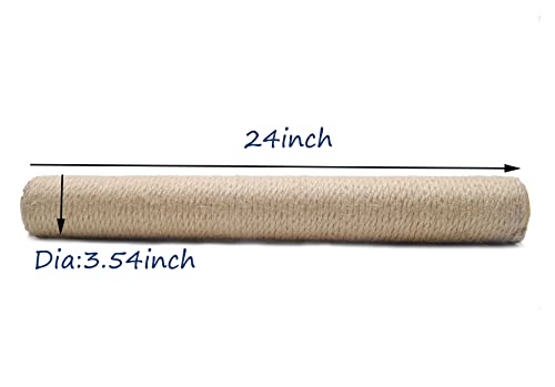 Polo de reemplazo para rascador de gato 24 pulgadas madera natural y yute miniatura 4
