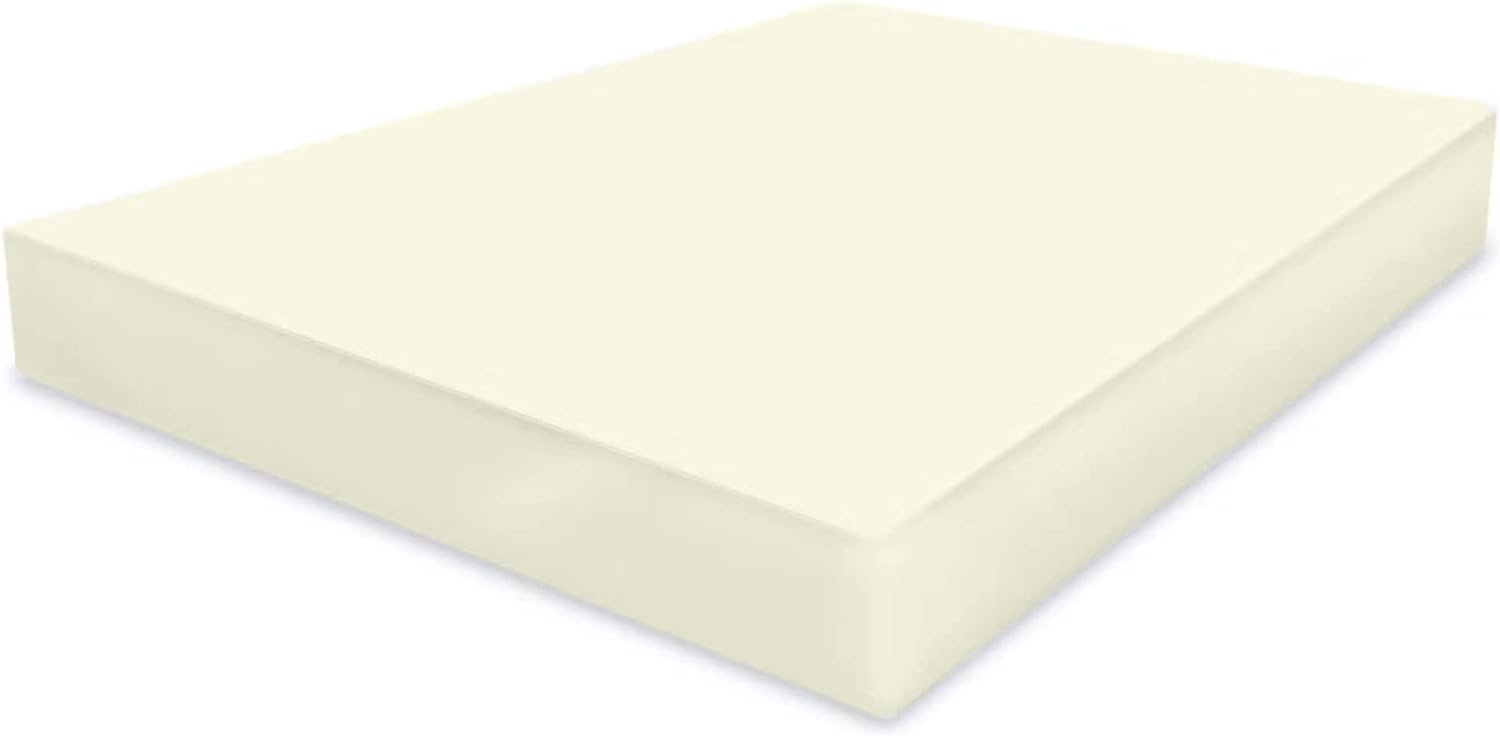 Deep Fitted Sheet 25cm - Plain Dyed Non Iron Polycotton Fitted Bed Sheet Mattress Cover - Elasticated Deep Pocket (Single, Cream)