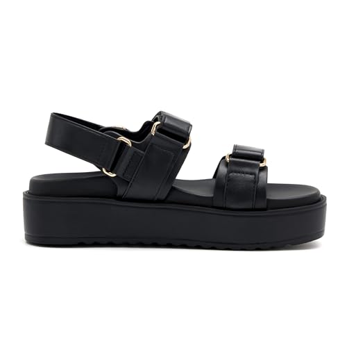 Image of vodvob Women's Platform Sandals Cushioned Footbed Open Toe Walking Summer | Adjustable Front Straps,Fixed Back Strap,Flat Sandals,Chunky Sole,Comfortable Footbed,Slip On,Walking Sandals,Summer Wear