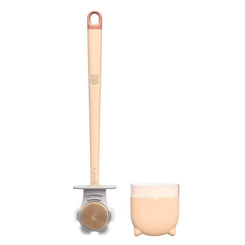 Cat Claw Shaped Toilet Scrubber, Toilet Brush, Double Sided Flat Toilet Brush, Plastic Toilet Bowl Brush with Detachable Handle, Dual Color Toilet Cleaning Tool for Home Bathroom(Pink)