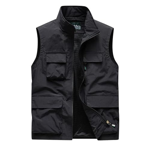 Cambkatl Big and Tall Men's Fishing Vest Utility Travel Safari Cargo Outdoor Work Photo Vest Jackets with Multi Pockets