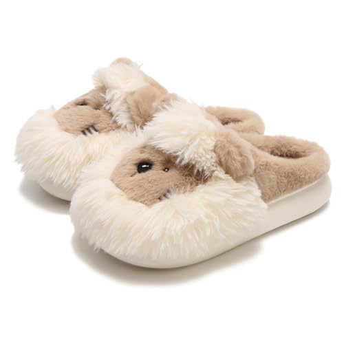 Lion Fuzzy Animal Slippers for Women & Men, Cute Fluffy Plush Warm House Couple Slippers, Winter
