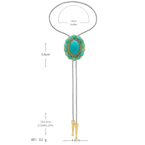 Image of GelConnie Bolo Tie for Men Women Western Cowboy Turquoise Leather Necktie | Natural Stone Bolo Tie Necklace for Women Rodeo Cowboy Leather Necktie Native American Western Cowgirl Ties Adjustable Cord