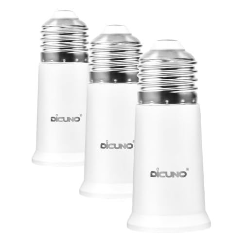 Image of DiCUNO E26 Socket Extender, E26 Standard Medium Base Lamp Bulb Socket Adapter of 5CM /1.97 Inch Extension, Max 200W, Light Bulb Extender, 2 Pcs (Pack of 3)