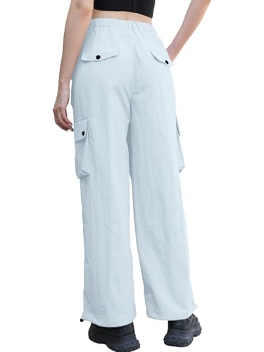 Image of Cromoncent Cargo Pants Girls & Women Parachute Pants Y2K Baggy Rave Clothes Waterproof with Pockets, 6 Years - 3XL