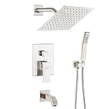 POP SANITARYWARE Brushed Nickel Shower System Bathroom Shower Faucet Set with Tub Spout Wall Mounted