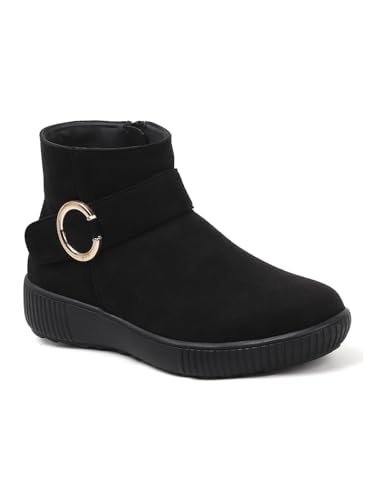 Image of ELLE Women's Buckle Accent Wedge Sole Ankle Bootie