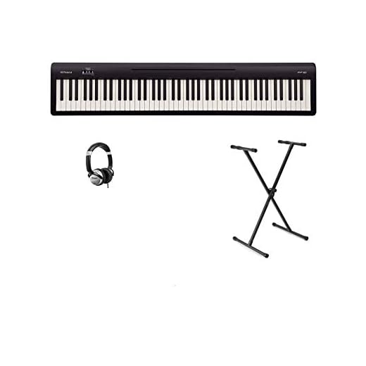 Roland FP-10 - Set di cuffie digitali per pianoforte e supporto a X, colore: Nero
