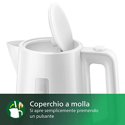 Philips Bollitore Elettrico - 1,7 L, Coperchio a Molla, Spia Luminosa, Base Girevole, Bianco (HD9318/00) - Immagine 3