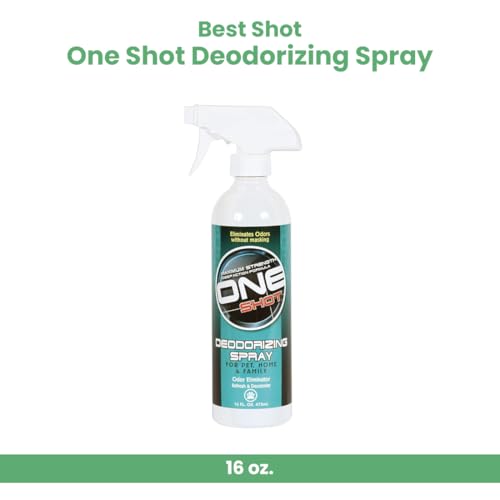 Best Shot ONE Shot Deodorizing Spray, Versatile Pet Odor Eliminator Spray, Alcohol-Free and Fabric-Safe, Deodorizing Spray for Horses, Dogs, and Cats, Herbal Mint Fragrance, 16 Oz. - Thumbnail 2