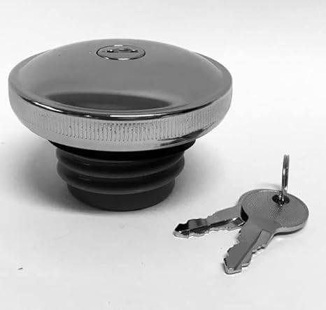 Knurled Locking Screw-in Ratcheting Chrome Vented Key Lock Gas Cap Motorcycle Tank Sportster Harley Dyna Chopper Similar Fuel Caps 03-0320A-A Drag Specialties 141892 Softail 1996-2017 J&P 7200843 Vent