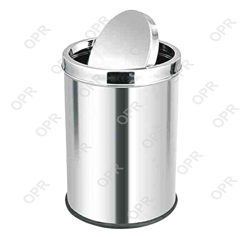 Image of OPR Stainless Steel Swing Dust Bin with Lid| Trash Can for Home, Kitchen, Washroom, Offices And Bathroom (10 X 14 in. -20 Liter)