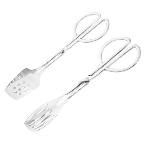 BAZEITFLOW 2 piezas Pinzas de Cocina de Acero Inoxidable para Ensalada y Barbacoa Diseño Resistente con Doble Cara Perforada Aptas para Bar Restaurante y Hogar de Unidades