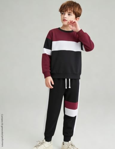 Image of mkodopy Boys Clothes Hoodie Sweatsuits Tops and Pants Boys Fall Winter Outfits Boy Clothing Set