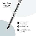 uni-ball VISION Rollerball, Stick Roller Ball Pen Fine-0.7mm, 12 Pack, Black Ink (60126)