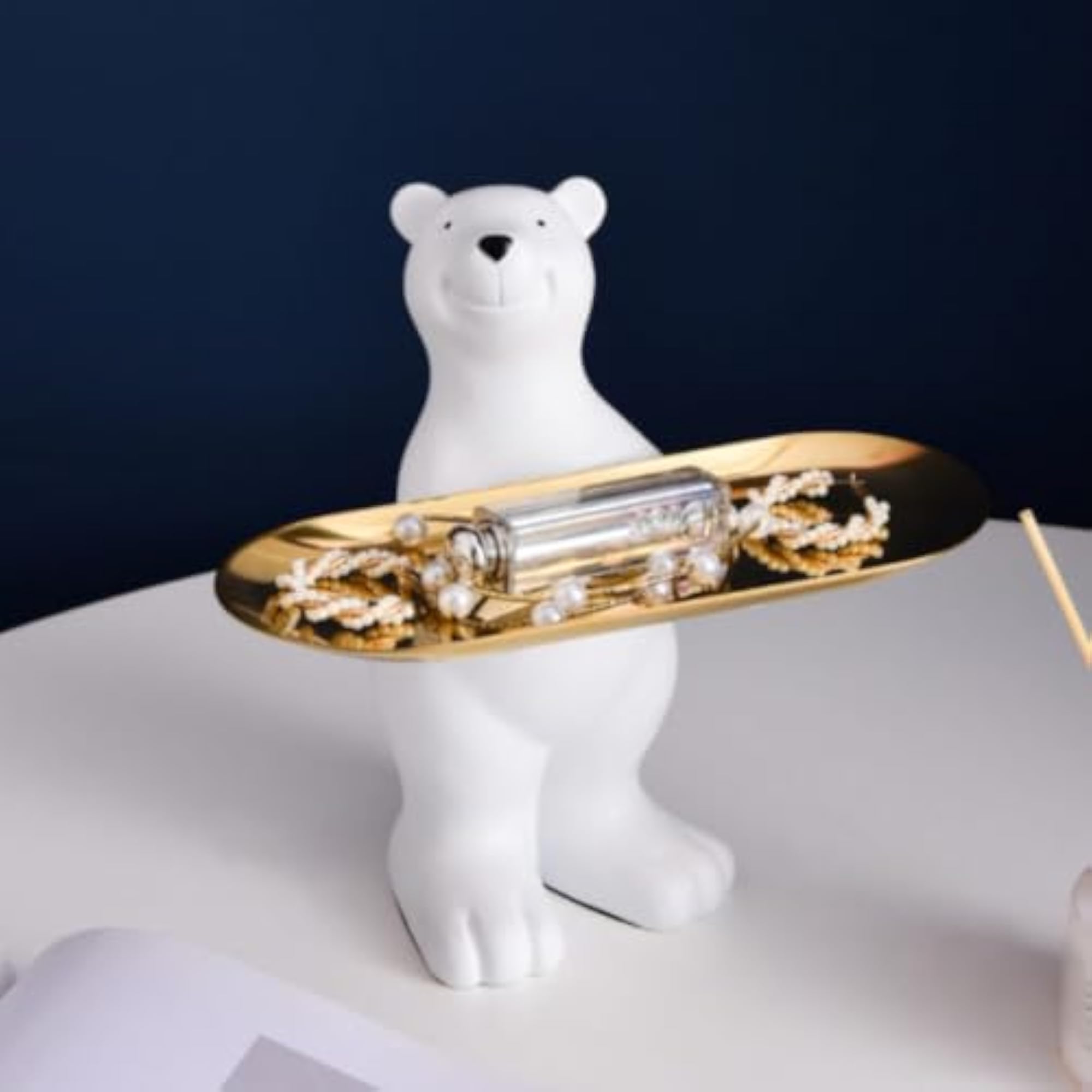 Matte White Arctic Bear Figurine Tray