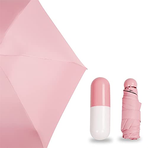 regnrock Kvinnor Folding Paraply Regn Kvinnor Sun Parasol Anti UV Små Pocket Paraplyer Kids Guarda- Ombrello Vattentät och slitstark, lätt att rengöra (Color : Pink)