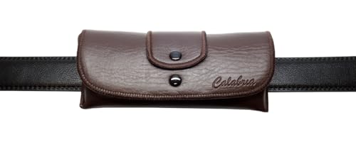 Image of Calabria Double Snap Belt Loop Eyeglass Case PU Leather Vintage Style Old School Eye Glasses Pouch Semi-Hard Sunglass Holder