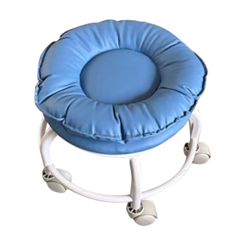 SiaBiced Assento giratório 360° com rodinhas baixas, cadeira giratória, resistente, silencioso, para troca de sapatos, assento para barbearia e casa, Azul