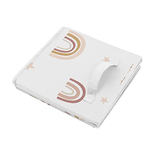 Sweet Jojo Designs Boho Rainbow Foldable Fabric Storage Cube Bins Boxes Organizer Toys Kid Baby Children - Set Of 2 - Blush Pink Dusty Rose Gold Yellow Mauve Taupe Beige Bohemian Stars Sun Celestial #TOP3