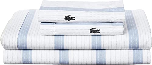 Image of Lacoste 4-Piece Cotton Sheet Set, Archive, Zen Blue, Full