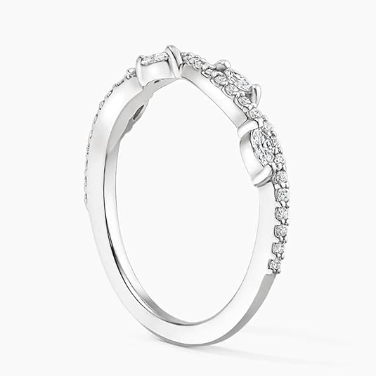 Marquise Moissanite Twisted Vine Wedding Band for Women, VVS1 Colorless Petite Eternity Ring, 10K 14K 18K Solid Gold & 925 Sterling Silver Bridal Gift