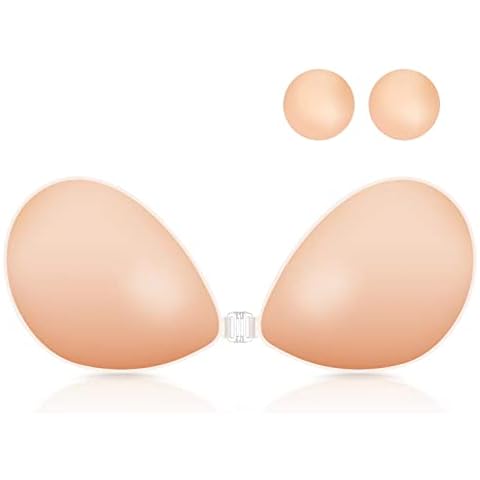 Sticky Bra, Adhesive Bras for Women, with 2PCS Nipple Covers(Skin) Backless Strapless Invisible Silicone Bra Reusable (as1, Alpha, one_Size, 3X, Regular, Regular, C) Cover