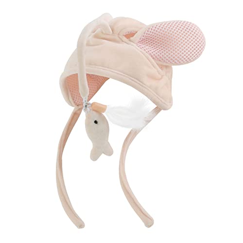 Tbest Feather Toys,Cat Teaser Stick Hat Interactive Funny Relieve Boredom Pole Head Mounted Cat Wand for Cats Kittens (#1)