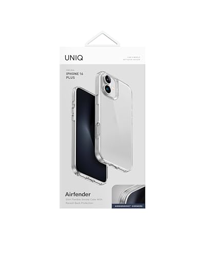 UNIQ AIR Fender Coque de téléphone compatible avec iPhone 16 Plus hybride (2024) 6,7" (transparent)