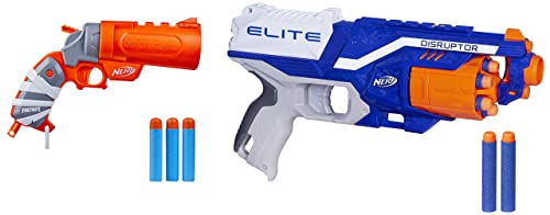 Image of Nerf Fortnite Flare Dart Blaster&Nerf Disruptor Elite Toy Blaster 6-Dart Rotating Drum,Multicolor