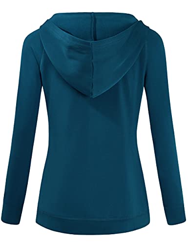 Hibelle Zip Up Hoodie Women Oversized, Long Sleeve Round Neck Hoodies With Handy Pockets Plus Size Clothes Ladies Casual Travel House Wear Loungewear Propylene Blue Xx-Large #TOP1