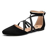 Trary Black Flats Shoes Women,Women's Flats Shoes,Black Flats,Pointed Toe Flats shoes Women Dressy Casual,Business Casual Shoes for women Work Flats with Elastic Ankle Strap Dressy Comfortable Size 10