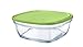 Duralex Freshbox 9085AM06A111 Boîte de conservation carrée avec couvercle 23 x 23 cm 3,1 l Verre Vert