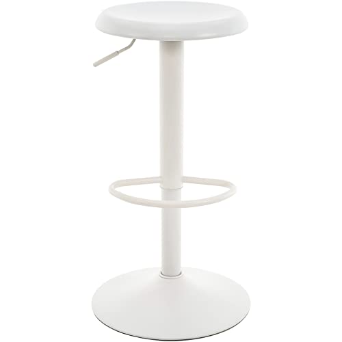 Image of Brage Living Adjustable Bar Stool, Swivel Round Metal Airlift Barstool, Backless Counter Height Bar Chair for Kitchen Dining Room Pub Cafe, 1 pc (White)