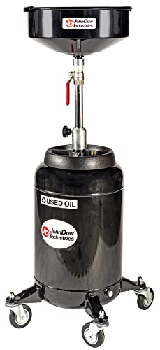 JohnDow Industries JDI-16DC-E 16 Gallon Pump-Assist Portable Oil Drain, 16 inch Diameter Funnel, Adjustable Funnel Height of 44 in. to 66 in.