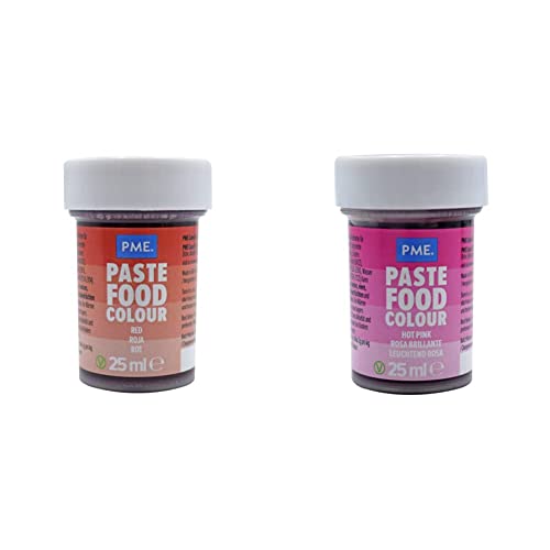 PME Colorante en Pasta Rojo Baya 25 g & Colorante en Pasta Rosa Intenso 25 g