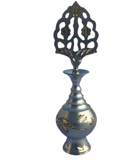 Hiranaakshi's Surmedaani with Unique Kharbooza Design Embossed Surmedani A Traditional Item and Gift for All Occasions (Silver)