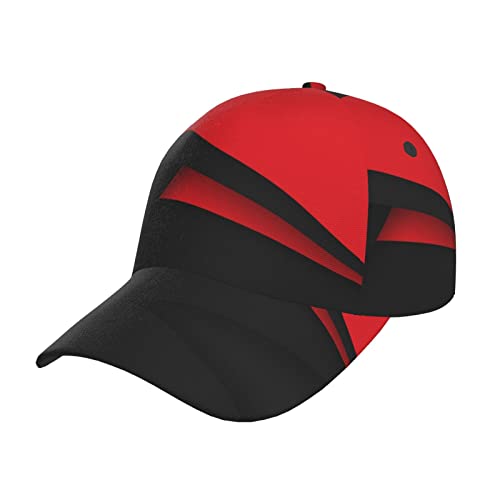 Torong Sombrero deportivo estampado rojo y negro, sombrero ajustable de calidad de moda, sombrero al aire libre, sombrero de papá, gorra de béisbol gráfica unisex, Negro -, talla única