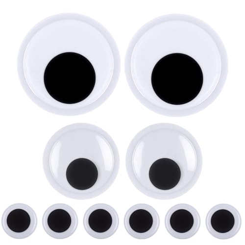 Phinus 10PCS Large Googly Eyes 3 Different Size Self-Adhesive Giant Googly Eyes for Crafts 5cm 8cm 10cm Black Wiggle Sticky Big Googly Eyes with Storage Box