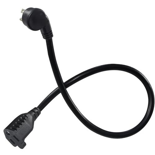 SPARKING Flat Plug Short Power Extension Cord 1.5FT - Low Profile AC Flat Wall Head Short Black...